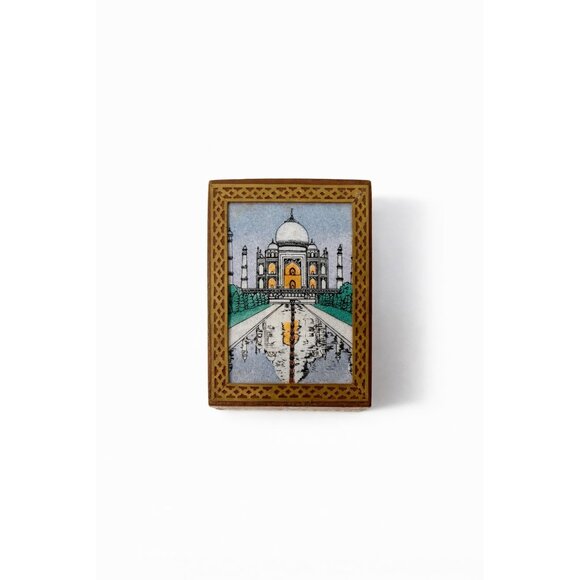 Other - Inlay Wood Trinket Ring Souvenir Box Taj Mahal Wooden Sand Art Agra Traditional